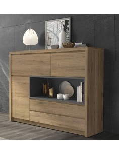 Aparador Badu 05 color roble nudos y gris claro
